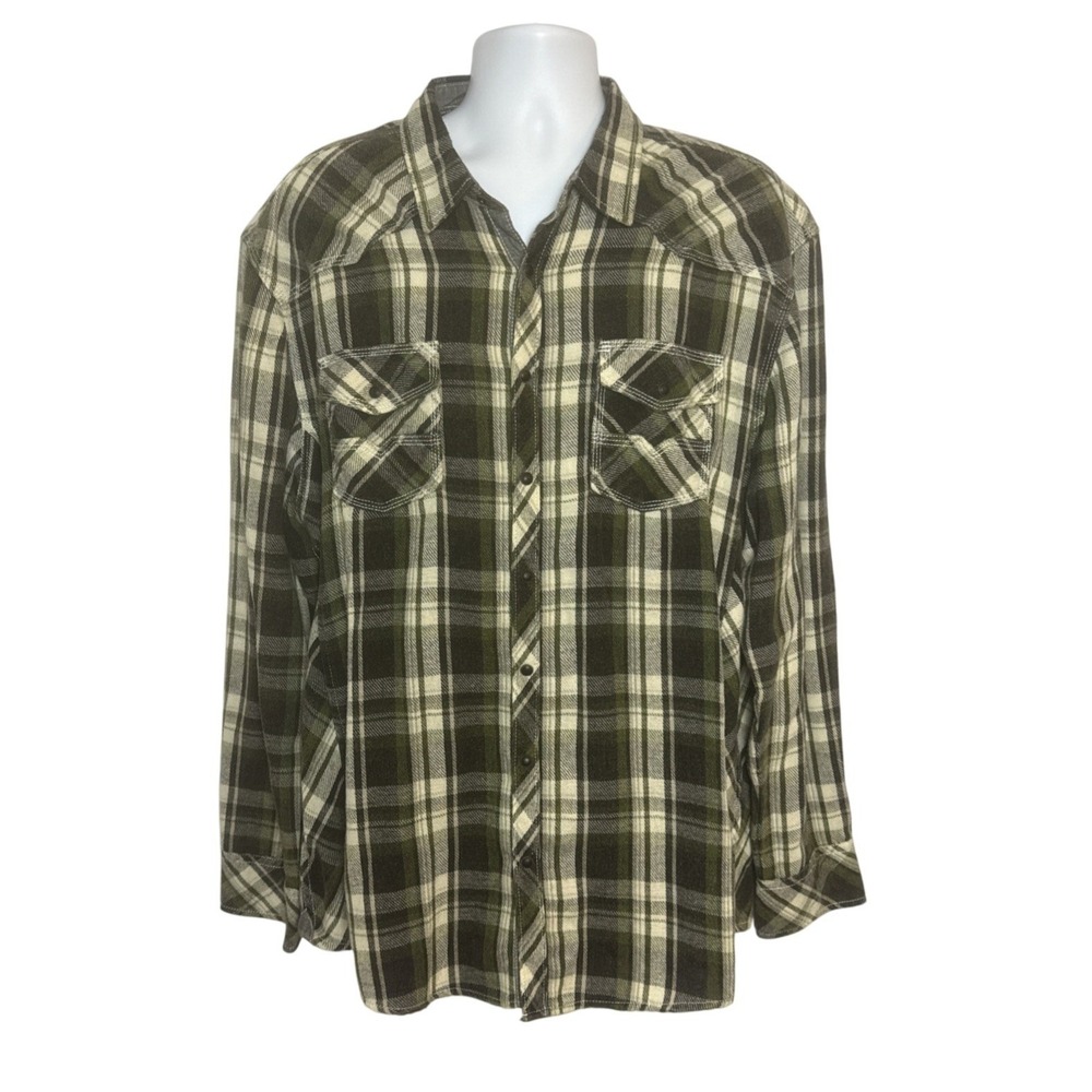 BKE Vintage  Mens 2XL Plaid Flannel Shirt Snap Western Cowboy Rodeo‎ Gorpcore